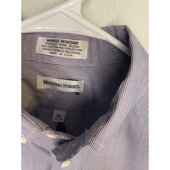 Meeting Street Wrinkle Resistant Pinpoint Pima Blend Shirt Men's 16.5 32 33 - Picture 9 of 12